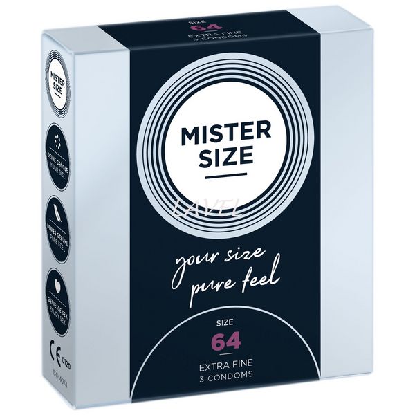 Презервативи Mister Size - pure feel - 64 (3 condoms), товщина 0,05 мм SO8037 фото