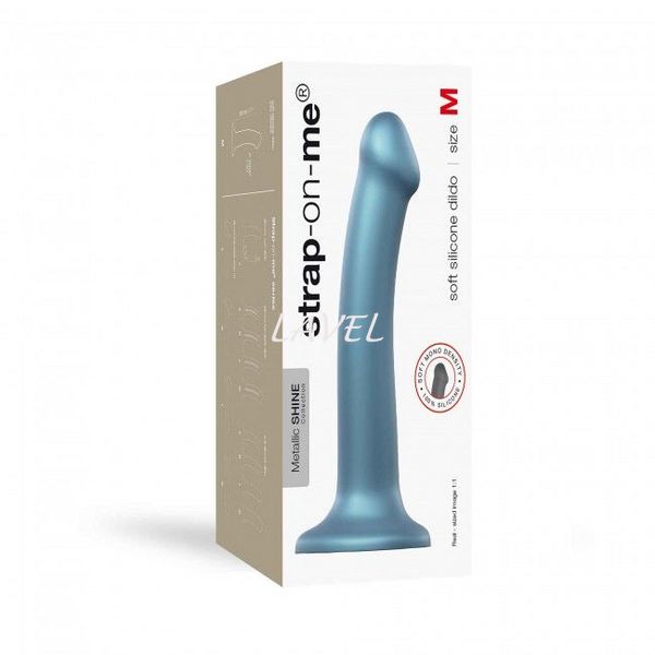 Насадка для страпону Strap-On-Me Mono Density Dildo M Blue, діам. 3,3 см, одношаровий силікон, гнучк SO3569 фото