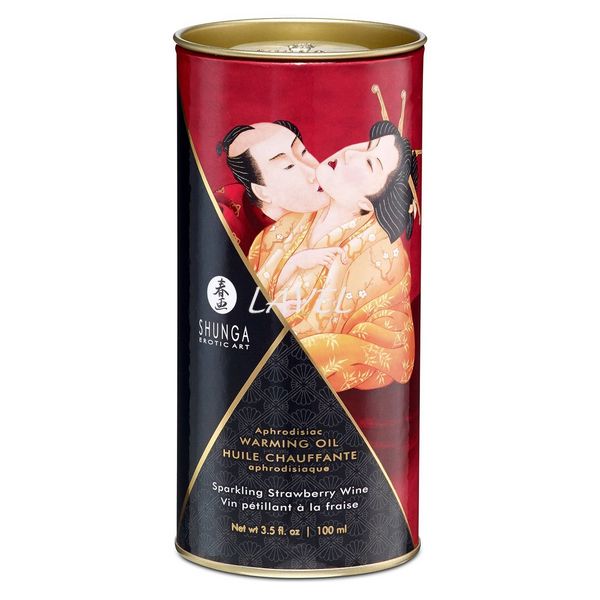 Разогревающее масло Shunga Aphrodisiac Warming Oil - Sparkling Strawberry Wine (100 мл) без сахара SO2497 фото