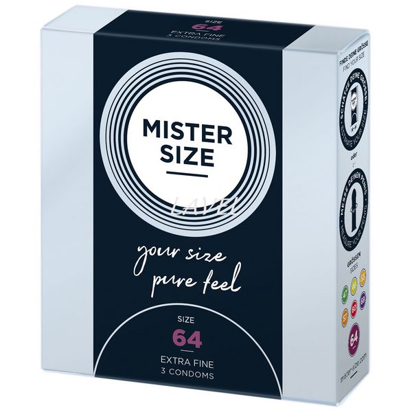 Презервативи Mister Size - pure feel - 64 (3 condoms), товщина 0,05 мм SO8037 фото