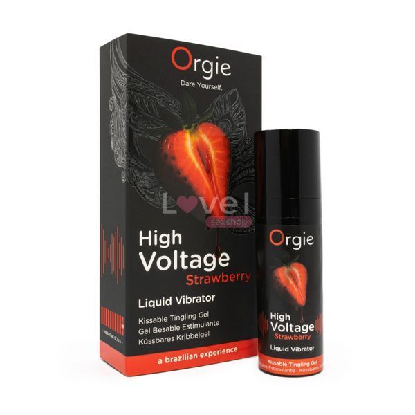 Жидкий вибратор Orgie High Voltage &ndash; Strawberry, 15 мл, эффект мурашек, очень мощный, вкус клубники SX0937 фото