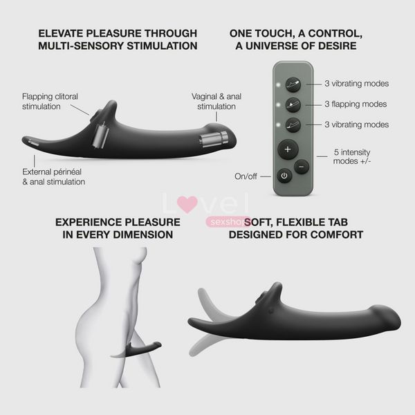 Вібронасадка для страпону з вакуумною стимуляцією Strap-On-Me Multi Orgasm Dildo M Black SX4031 фото