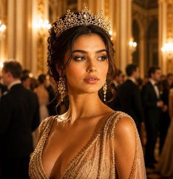 Елегантна корона Josephine Imperial Crystal Tiara, золота із золотими камінчиками TNS3079 фото