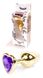 Анальная пробка металлическая с кристаллом сердце Jewellery BRONZE, кристалл фиолет (дл 7см, ширина 2,7см) BS6400043 фото 1