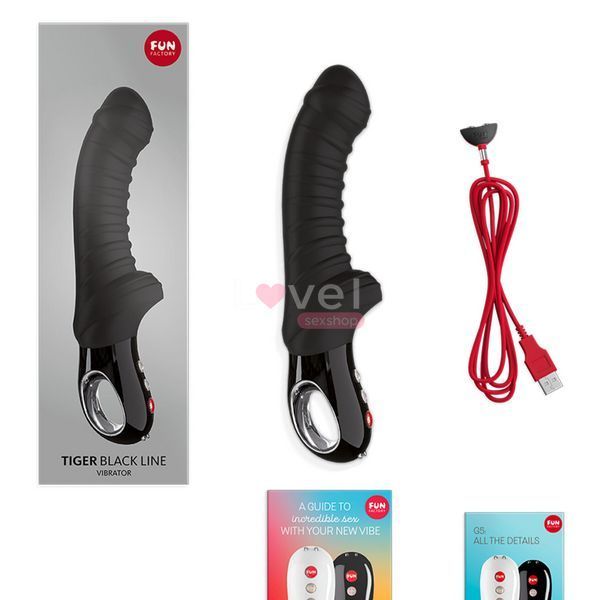 Вібратор для точки G Fun Factory TIGER black, ребристий, підходить для анальної стимуляції SX0930 фото