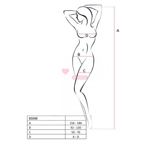 Бодістокінг Passion BS048 red, комбінезон, імітація колгот та відкритого топа PBS048R фото