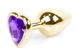 Анальная пробка металлическая с кристаллом сердце Jewellery BRONZE, кристалл фиолет (дл 7см, ширина 2,7см) BS6400043 фото 3