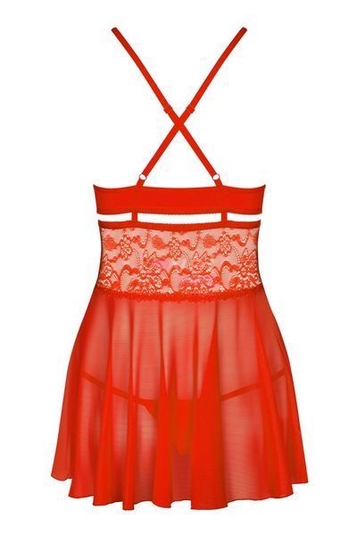 (SALE) Бэби-долл Obsessive 838-BAB-3 babydoll & thong red S/M SX1119 фото