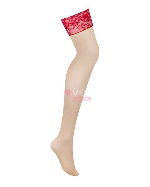 Панчохи під пояс із широким мереживом Obsessive Lacelove stockings M/L SO8659 фото
