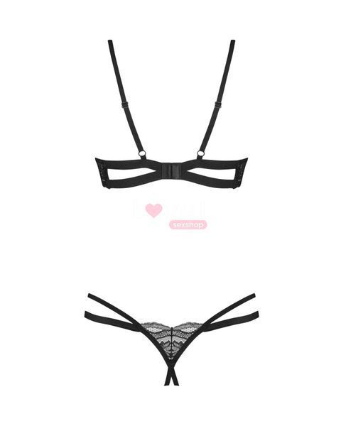 Комплект Obsessive Nutris 2-pcs crotchless set, XS/S, лиф с открытыми чашками, трусики с доступом SX1169 фото