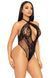 Кружевное тедди Leg Avenue Lace and net halter teddy One size Black, глубокий вырез, халтер SO8557 фото 4