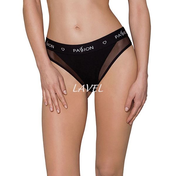 Трусики з прозорою вставкою Passion PS002 PANTIES M, black SO4192 фото