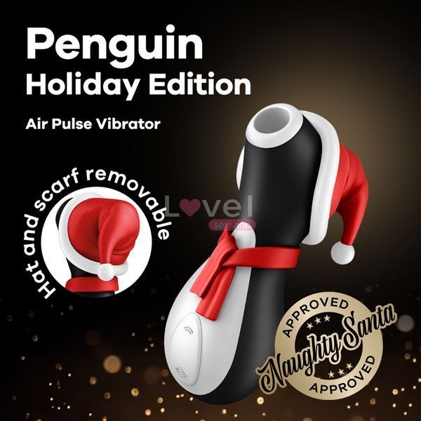Вакуумний кліторальний стимулятор Satisfyer Penguin Holiday Edition, у шапочці та шарфі SO8777 фото
