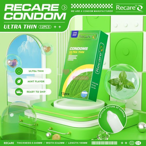 Презервативы Ultra Thin Mint Recare 12 шт, ультратонкие, аромат: мята SX3326 фото