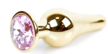 Анальная пробка металлическая с кристаллом Boss - Jewellery Gold BS6400063 фото