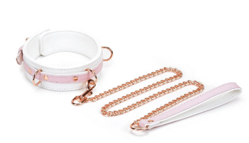 Нашийник з повідцем Liebe Seele White & Pink Fairy Goat Leather Collar SX2826 фото