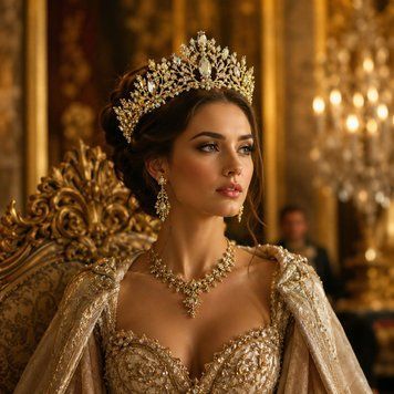 Вишукана корона Anastasia Regal Tiara, золота та з переливом камінці TNS3080 фото