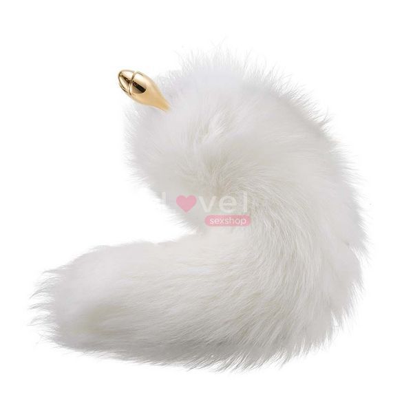 Металева анальна пробка Лисячий хвіст LOCKINK SEVANDA White Fox-Tail Anal Rose-shape Plug SX0866 фото
