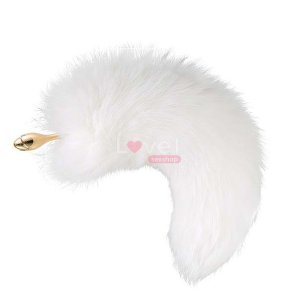 Металева анальна пробка Лисячий хвіст LOCKINK SEVANDA White Fox-Tail Anal Rose-shape Plug SX0866 фото