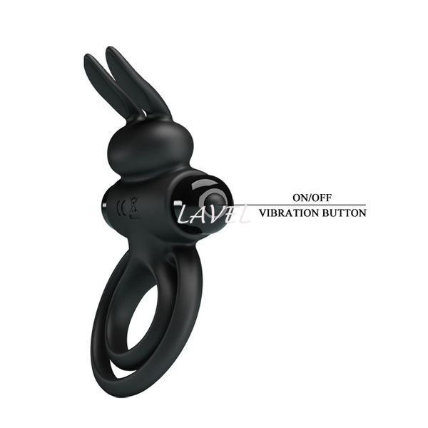 Эрекционное кольцо с вибрацией на пенис Pretty Love Vibro Penis Ring Bunny III Black 6603BI0729 фото