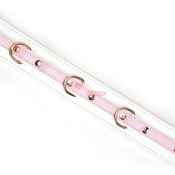 Ошейник с поводком Liebe Seele White & Pink Fairy Goat Leather Collar SX2826 фото
