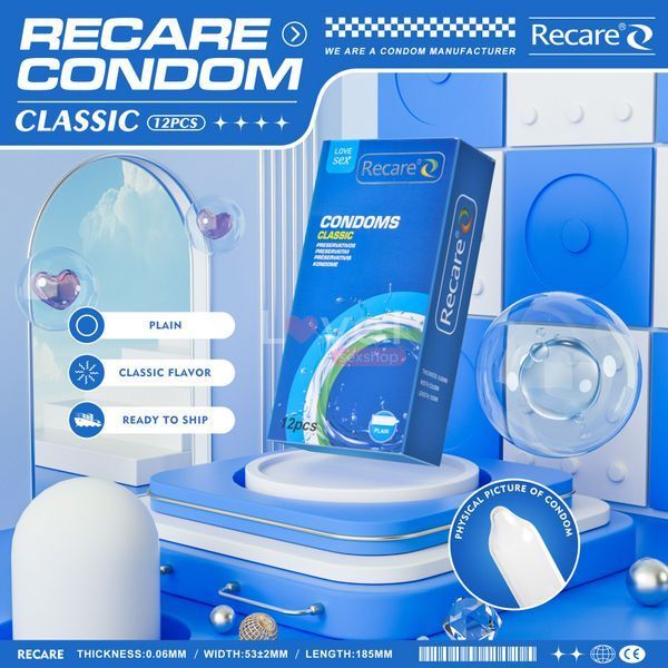 Презервативи Recare Classic Condoms 12 шт, класичні SX3327 фото