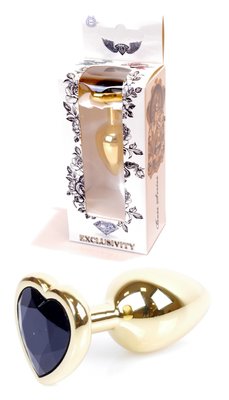 Анальна пробка металева з кристалом серце Jewellery BRONZE, кристал чорний (дов 7см, ширина 2,7см) BS6400038 фото