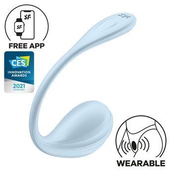 Смарт-виброяйцо Satisfyer Smooth Petal Connect App Light Blue SX0667 фото