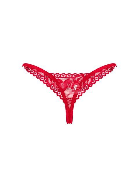 Мереживні стрінги Obsessive Lacelove thong XS/S Red, низька посадка SO8661 фото