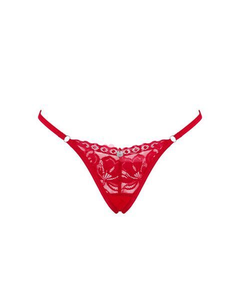 Мереживні стрінги Obsessive Lacelove thong XS/S Red, низька посадка SO8661 фото