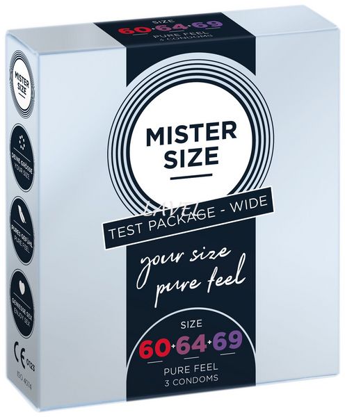 Набор презервативов Mister Size - pure feel - 60–64–69 (3 condoms), 3 размера, толщина 0,05 мм SO8041 фото