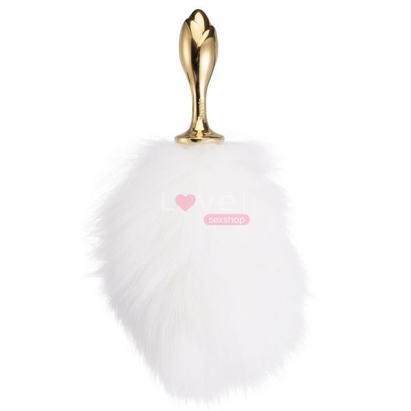 Металева анальна пробка Кролячий хвост LOCKINK SEVANDA White Bunny-Tail Anal Rose-shape Plug SX0867 фото