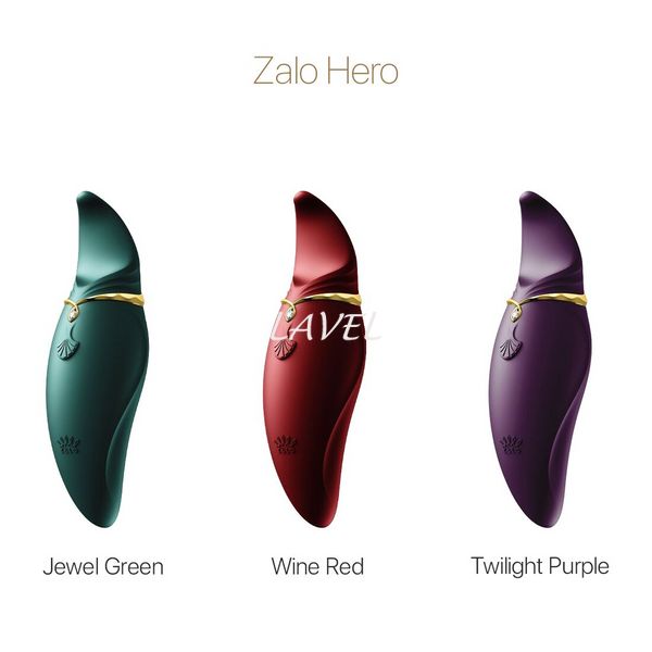 Вибратор 2в1 с язычком Zalo — Hero Jewel Green, кристалл Swarovski SO6660 фото