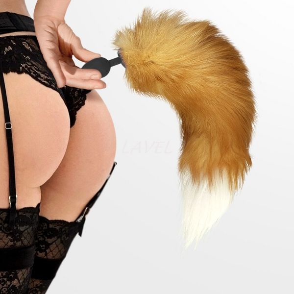 Силиконовая анальная пробка с хвостом из натурального меха Art of Sex size M Red Fox fox SO6188 фото