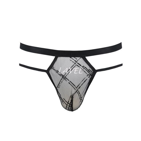 Мужские прозрачные стринги Passion 029 Thong Collin L/XL Black, сетка SO7558 фото