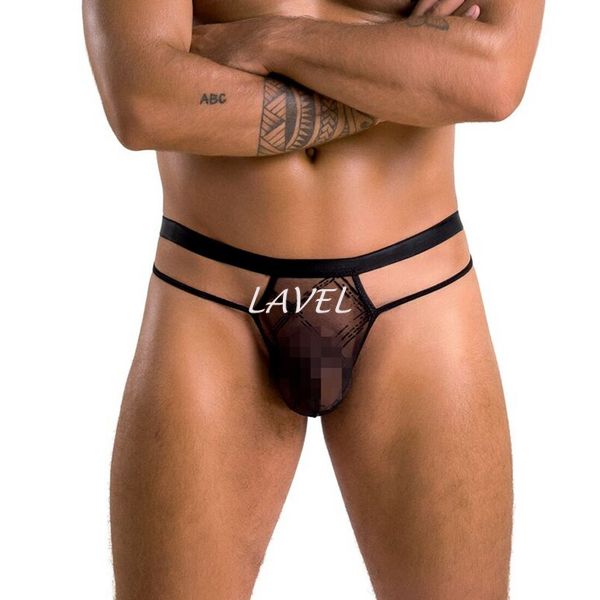 Мужские прозрачные стринги Passion 029 Thong Collin L/XL Black, сетка SO7558 фото