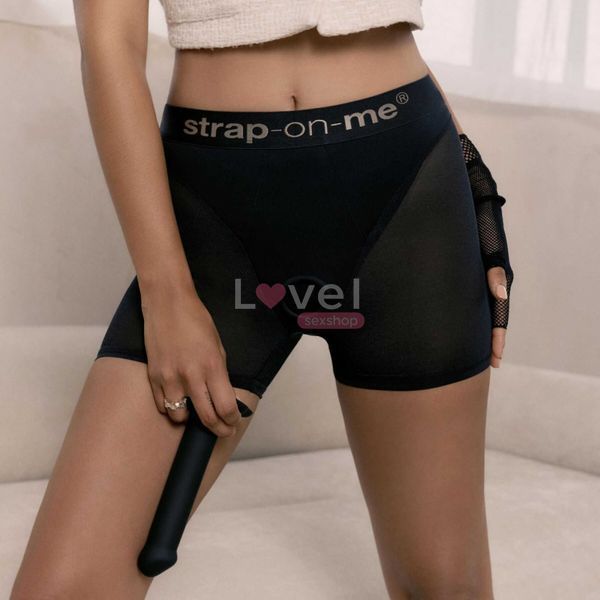Шорты с фиксацией дилдо Strap-On-Me Harness Lingerie Halo - M - Black SX3521 фото