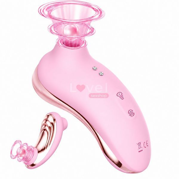 Вакуумный стимулятор 2-в-1 Caleb Dual Pleasure Pink с функцией вибрации и 16 режимами 661100880101 фото