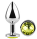 Анальна пробка з кристалом EGZO Silver Round Plug Lime size S MSR-06S фото 1