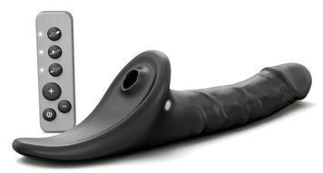 Вибронасадка для страпона с вакуумной стимуляцией Strap-On-Me Multi Orgasm Realistic Dildo M Black SX4035 фото