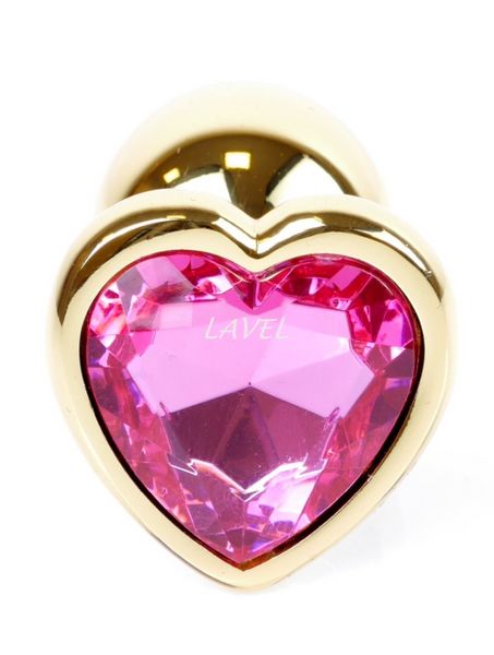 Анальная пробка металлическая с кристаллом сердце Jewellery Gold Heart, кристрозовый(дл 7см, ширина 2,7см) BS6400035 фото