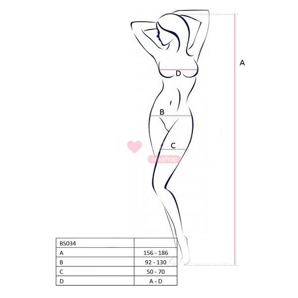 Бодістокінг Passion BS034 white, комбінезон, імітація боді і панчіх PBS034W фото