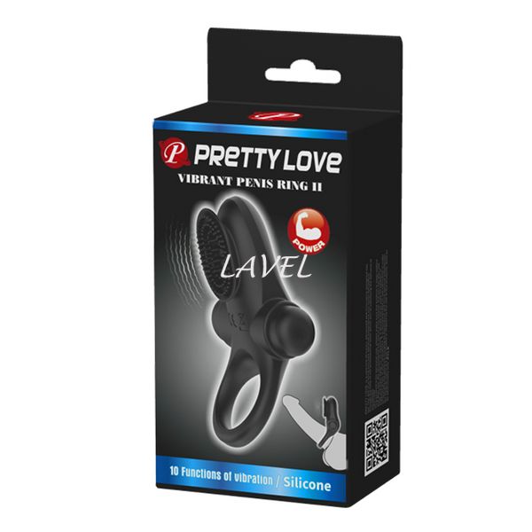 Эрекционное кольцо с вибрацией на пенис Pretty Love Vibrant Penis Ring II Black 6603BI0727 фото