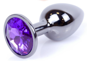 Анальна пробка металева з кристалом Boss Jewellery Dark S, кристал фіолетовий BS6400034 фото