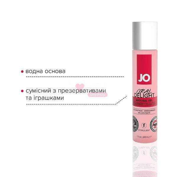 Гель для оральних пестощів JO Oral Delight &mdash; Strawberry Sensation (30 мл), ефект холод-тепло SO1496 фото