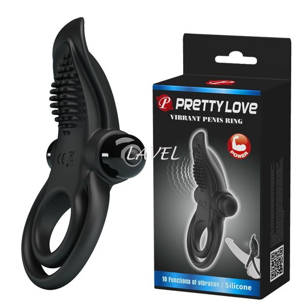 Ерекційне кільце з вібрацією на пеніс Pretty Love Vibro Penis Ring Black 6603BI0724 фото