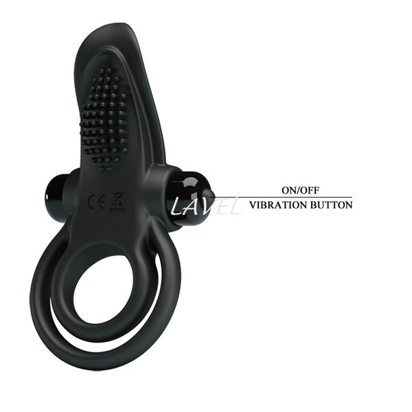 Ерекційне кільце з вібрацією на пеніс Pretty Love Vibro Penis Ring Black 6603BI0724 фото