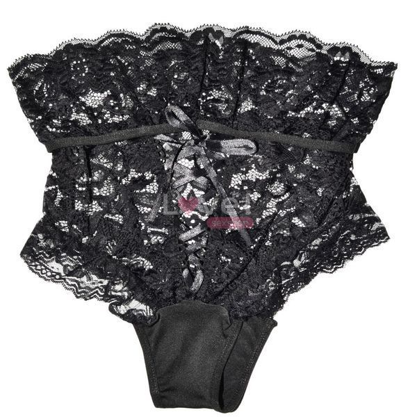 Еротичні мереживні трусики зі шнурівкою Midnight Lace, колір чорний, розмір M&ndash;L TNS1082 фото