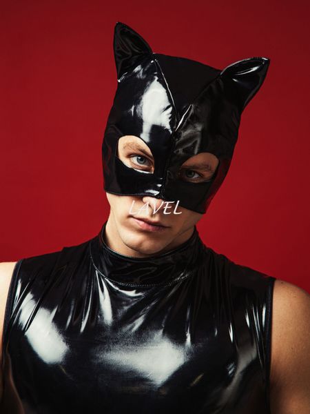Лакированная черная маска «Кот» D&A SO6762 фото