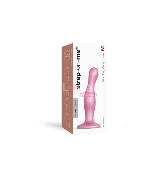 Насадка для страпона Strap-On-Me Dildo Plug Curvy Rose Dragee Metallic M SO7820 фото